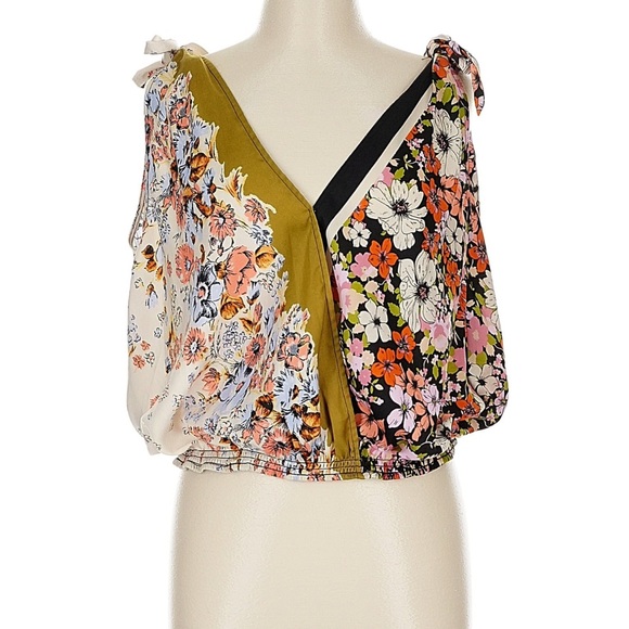 Free People Tops - Free People Multicolor Floral V-Neck Blouse
